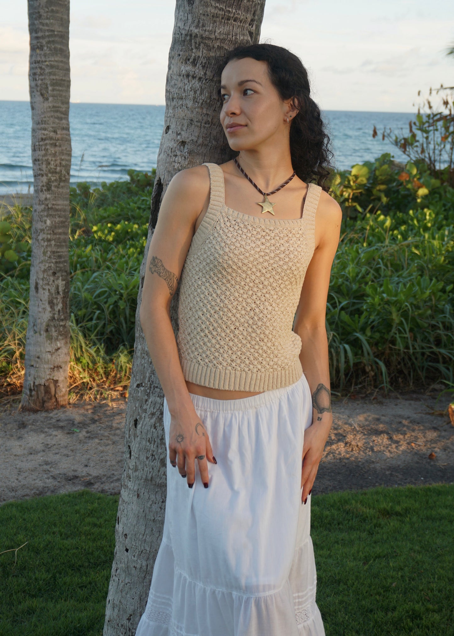 brown paracord star necklace