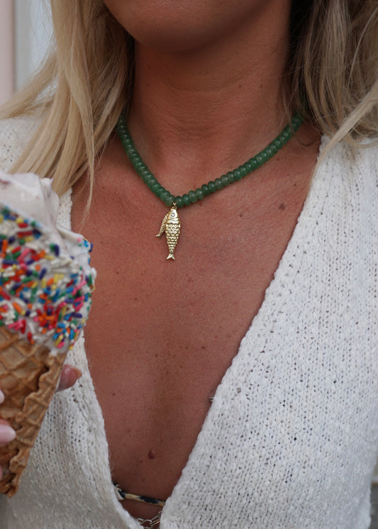kiwi double fish necklace