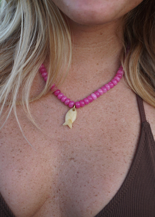pink lemonade fish necklace