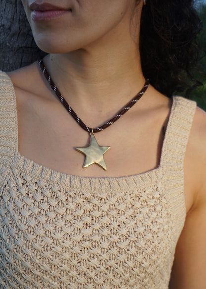 brown paracord star necklace