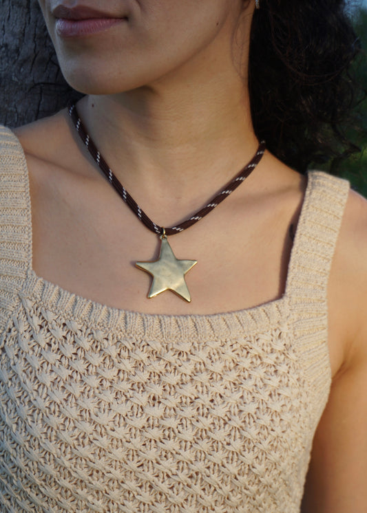 brown paracord star necklace